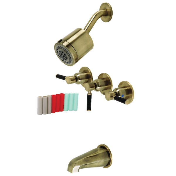Tub and Shower Faucet, Antique Brass, Wall Mount